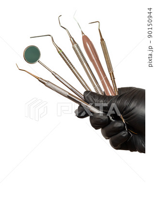 Set of metal dental instruments for teeth dental care 90150944