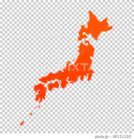 Japanese archipelago silhouette of pixel art (orange) Japanese archipelago silhouette of pixel art (orange) 90151220