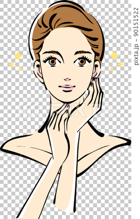 人物 女性 顔 美容 エステ スキンケア メイク おしゃれ かわいい シンプル ベクター イラストのイラスト素材