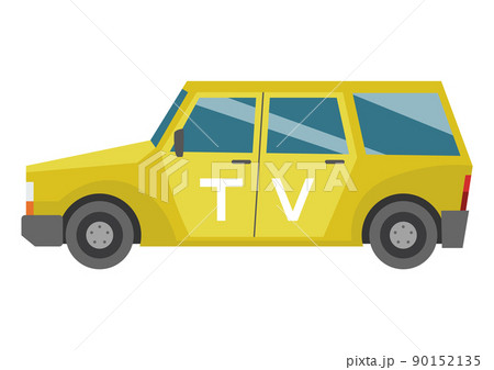 Tv broadcasting vehicle. Car for reporting news. Auto side view. Journalist transportation Tv broadcasting vehicle. Car for reporting news. Auto side view. Journalist transportation 90152135