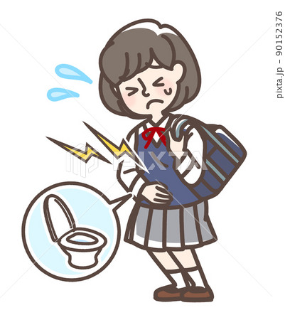 お腹が痛い女学生 90152376