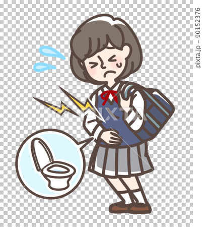 お腹が痛い女学生 90152376