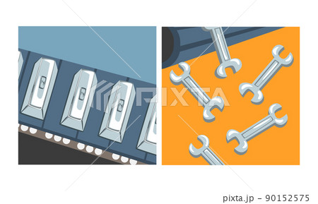 Steel and alloys production conveyor. Metallurgical industry, steel and alloys production vector illustration Steel and alloys production conveyor. Metallurgical industry, steel and alloys production vector illustration 90152575