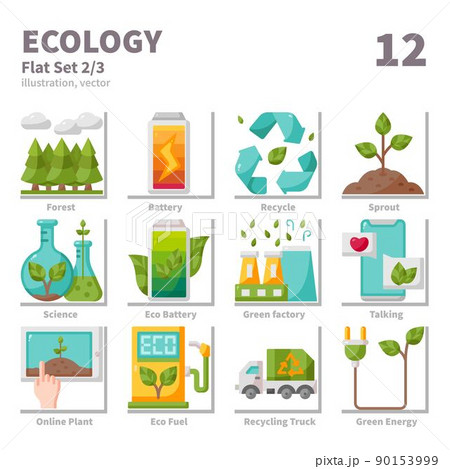 Ecology icons set, Flat, vector and illustration set 2 Ecology icons set, Flat, vector and illustration set 2 90153999
