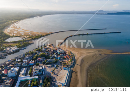 Aerial view of Fisherman village at Pak Nam Sichon, Chumphon Aerial view of Fisherman village at Pak Nam Sichon, Chumphon 90154111