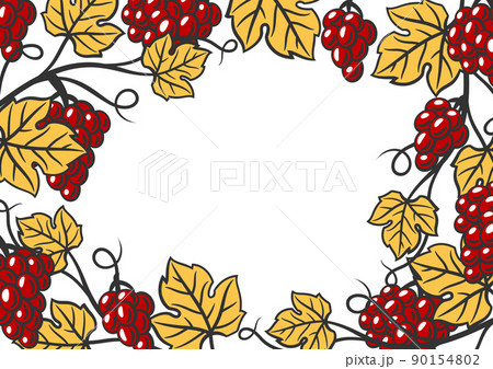 Background of vine with leaves and bunches of grapes. Winery image for restaurants and bars. 90154802