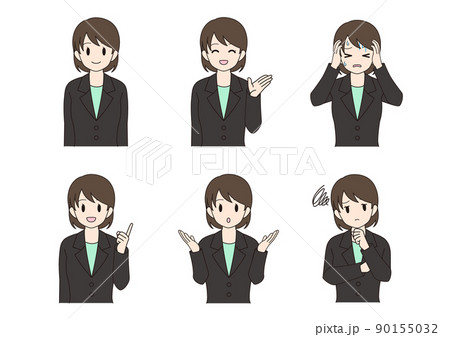 スーツの若い女性ビジネスマンのセット スーツの若い女性ビジネスマンのセット 90155032