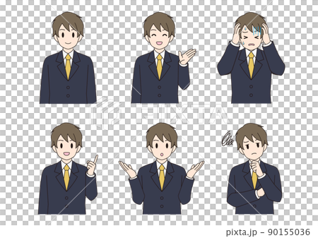 茶髪スーツの若い男性ビジネスマンのセット 90155036