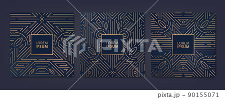 Vector set of luxury cover templates, square line art deco patterns. Design elements for placards, banners, flyers, presentations and cards. Vector set of luxury cover templates, square line art deco patterns. Design elements for placards, banners, flyers, presentations and cards. 90155071