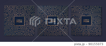 Vector set of luxury cover templates, square line art deco patterns. Design elements for placards, banners, flyers, presentations and cards. Vector set of luxury cover templates, square line art deco patterns. Design elements for placards, banners, flyers, presentations and cards. 90155073