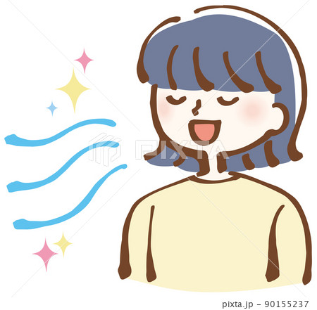 口臭ケア　女性　イラスト 90155237