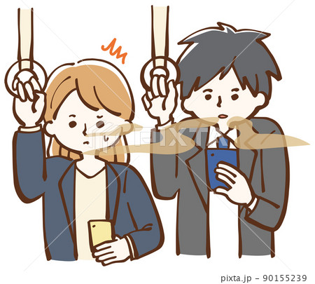 電車内　口臭くさい　男性　女性 90155239