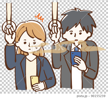 電車内　口臭くさい　男性　女性 90155239