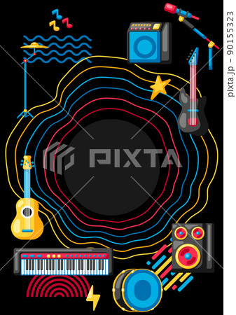 Background with musical instruments. Music party illustration. 90155323