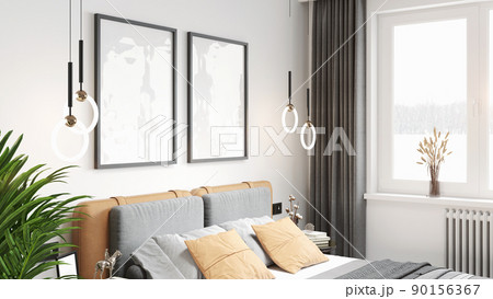Mock-up frame in home interior background, 3d render 90156367