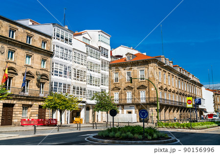 Traditional architecture in A Coruna - Galicia, Spain 90156996