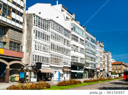 Traditional architecture in A Coruna - Galicia, Spain 90156997