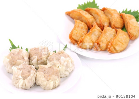 シュウマイと揚げ餃子 おかず つまみ 明るい背景 シュウマイと揚げ餃子 おかず つまみ 明るい背景 90158104