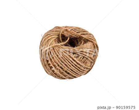 coiled raw rope Made of various fibers into a long rope. For brown crafts, white background isolated, clipping path, studio shot. coiled raw rope Made of various fibers into a long rope. For brown crafts, white background isolated, clipping path, studio shot. 90159575