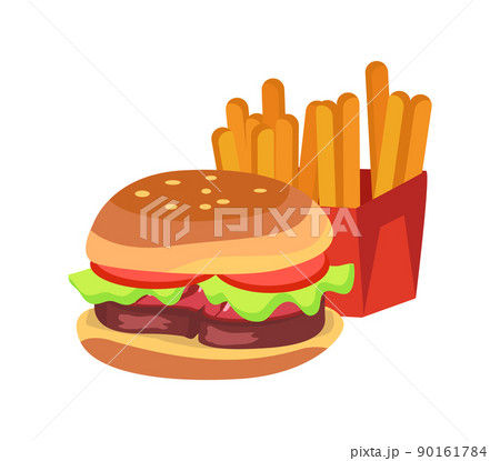 Hamburger and French Fries Vector Illustration Hamburger and French Fries Vector Illustration 90161784