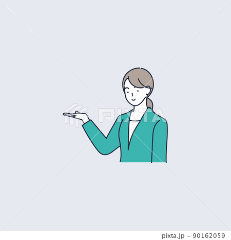 手の上にアイコンを配置して使える女性のイラスト素材 90162059