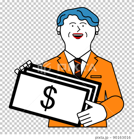 Senior woman with a bill_dollar - Stock Illustration [90163016] - PIXTA