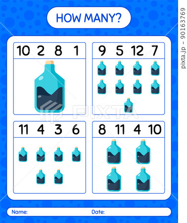 How many counting game with chemistry tube. worksheet for preschool kids, kids activity sheet How many counting game with chemistry tube. worksheet for preschool kids, kids activity sheet 90163769