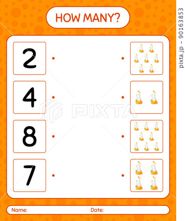 How many counting game with chemistry tube. worksheet for preschool kids, kids activity sheet 90163853