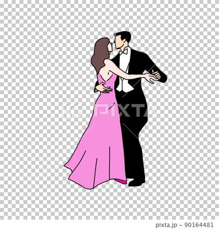 A man in a tailcoat and a woman in a dress dancing A man in a tailcoat and a woman in a dress dancing 90164481