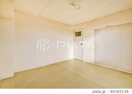 The interior of a spacious empty room with light wallpaper on the walls in a cozy house The interior of a spacious empty room with light wallpaper on the walls in a cozy house 90165236