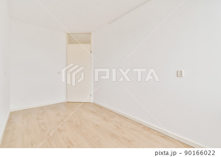 Empty simple white room with white wall and door 90166022