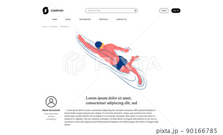 Vector swimmer in shadow of sharp lines style . Editable illustration 90166785