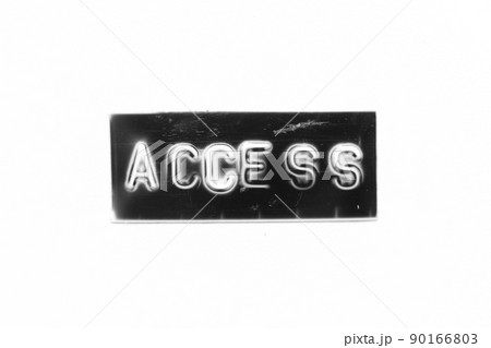 Black color banner that have embossed letter with word access on white paper background 90166803