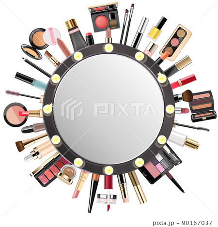 Vector Makeup Cosmetics Concept with Mirror 90167037
