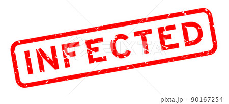 Grunge red infected word square rubber seal stamp on white background 90167254