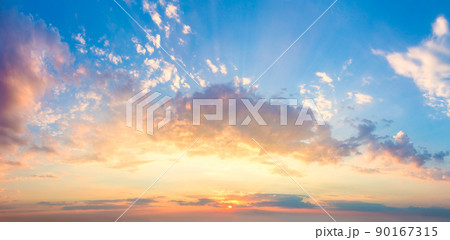 Panoranic background Sunrise Sky with colorful clouds 90167315