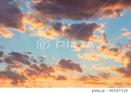 Majestic sunrise sundown sky with gentle colorful clouds 90167316