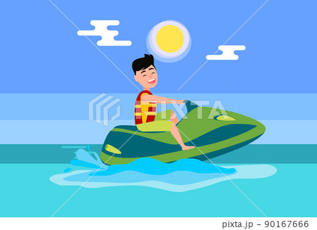 Jet Ski Summer Activity Sea Vector Illustration 90167666