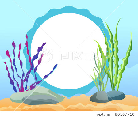 Funny Cartoon Oval Photo Frame with Sea Weed Card Funny Cartoon Oval Photo Frame with Sea Weed Card 90167710