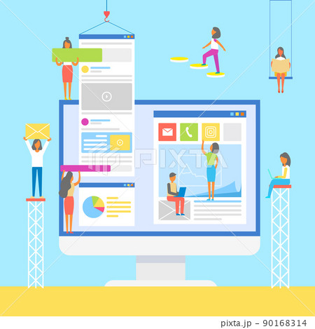 People Computer Developers Vector Illustration 90168314