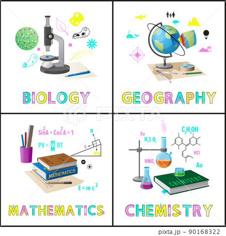Biology and Geography Set Vector Illustration 90168322
