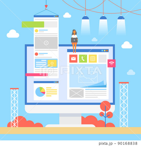 Woman Sitting on Big Monitor Vector Illustration Woman Sitting on Big Monitor Vector Illustration 90168838