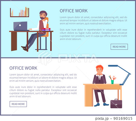 Office Work Posters Dreaming Males Sitting at Work 90169015