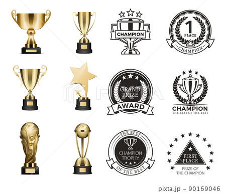 Cup Prizes Gold Collection Vector Illustration Cup Prizes Gold Collection Vector Illustration 90169046