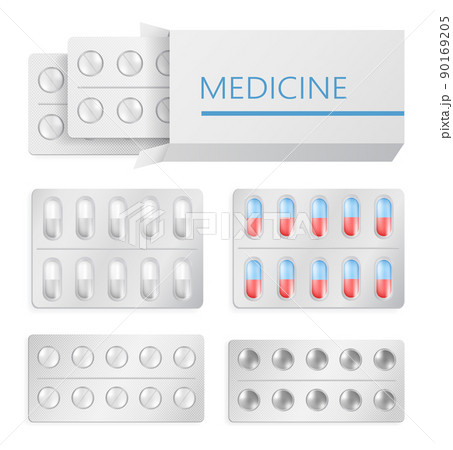 Medicine Pills Blister Package Vector Illustration 90169205