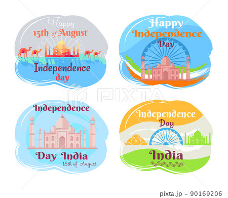 India Independence Day Set Vector Illustration 90169206
