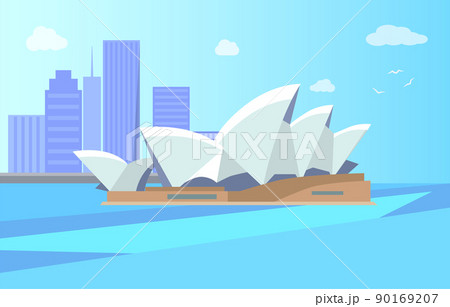 Sydney Opera House and City Vector Illustration 90169207