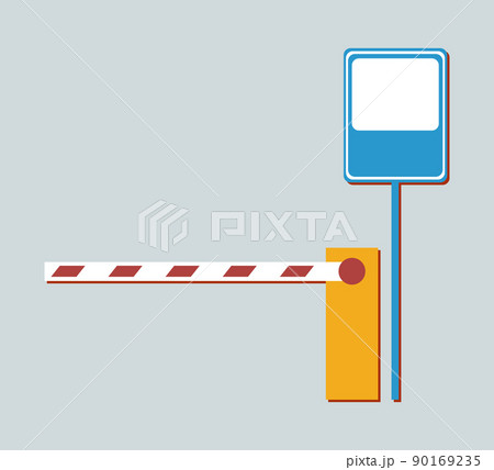 Barrier not Aallowing to Enter and Metal Road Sign 90169235