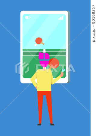 Person Plays Table Tennis Virtual Reality Glasses 90169257