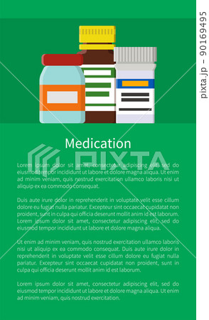 Medication Poster with Bottles Vector Illustration Medication Poster with Bottles Vector Illustration 90169495